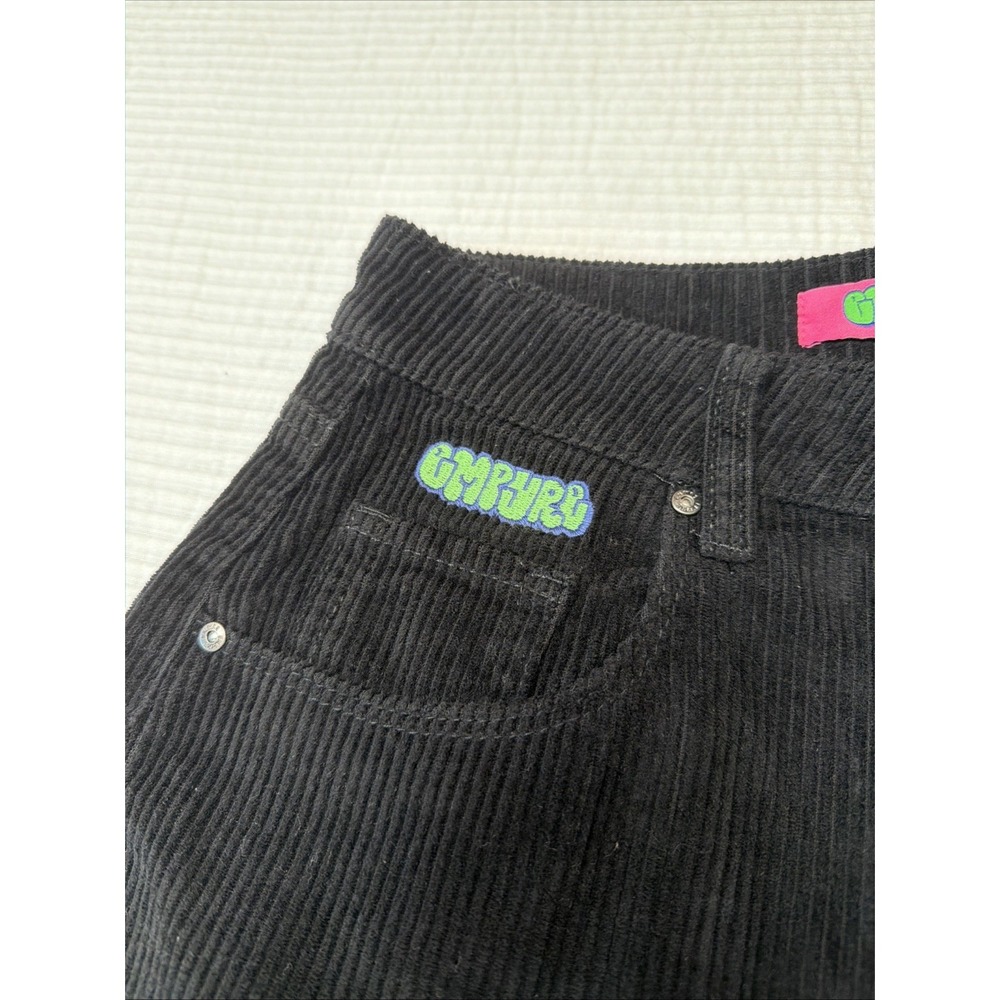 Empyre Corduroy Pants Size 4 32 Black Loose Baggy Skate Pants Wide Leg High Ría - Picture 3 of 8